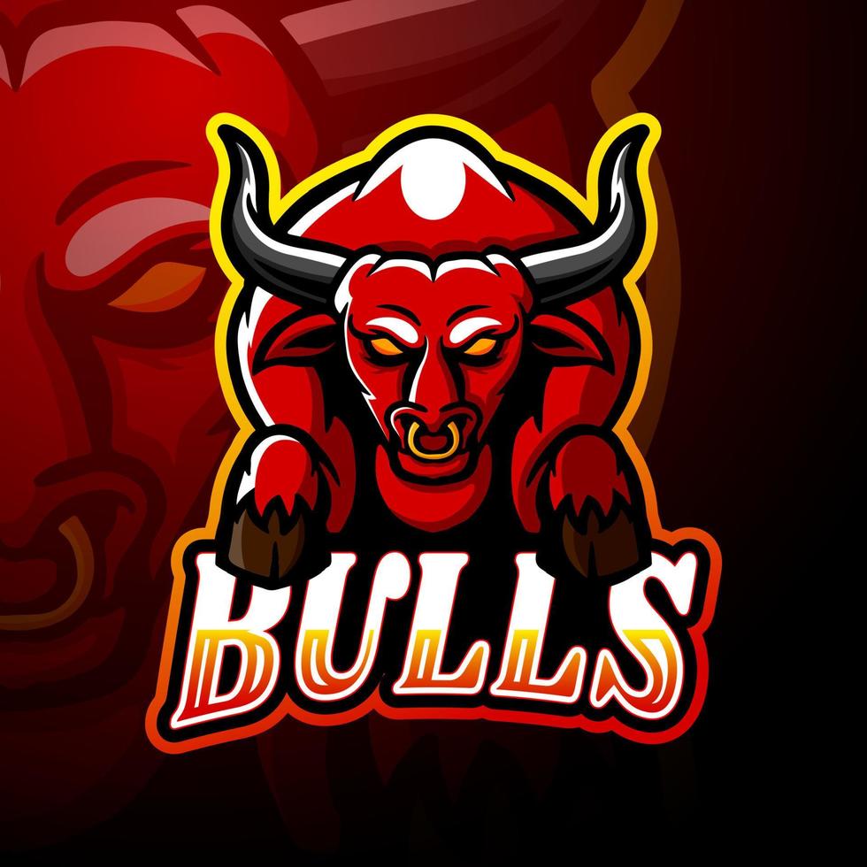 design de mascote do logotipo do bulls esport vetor
