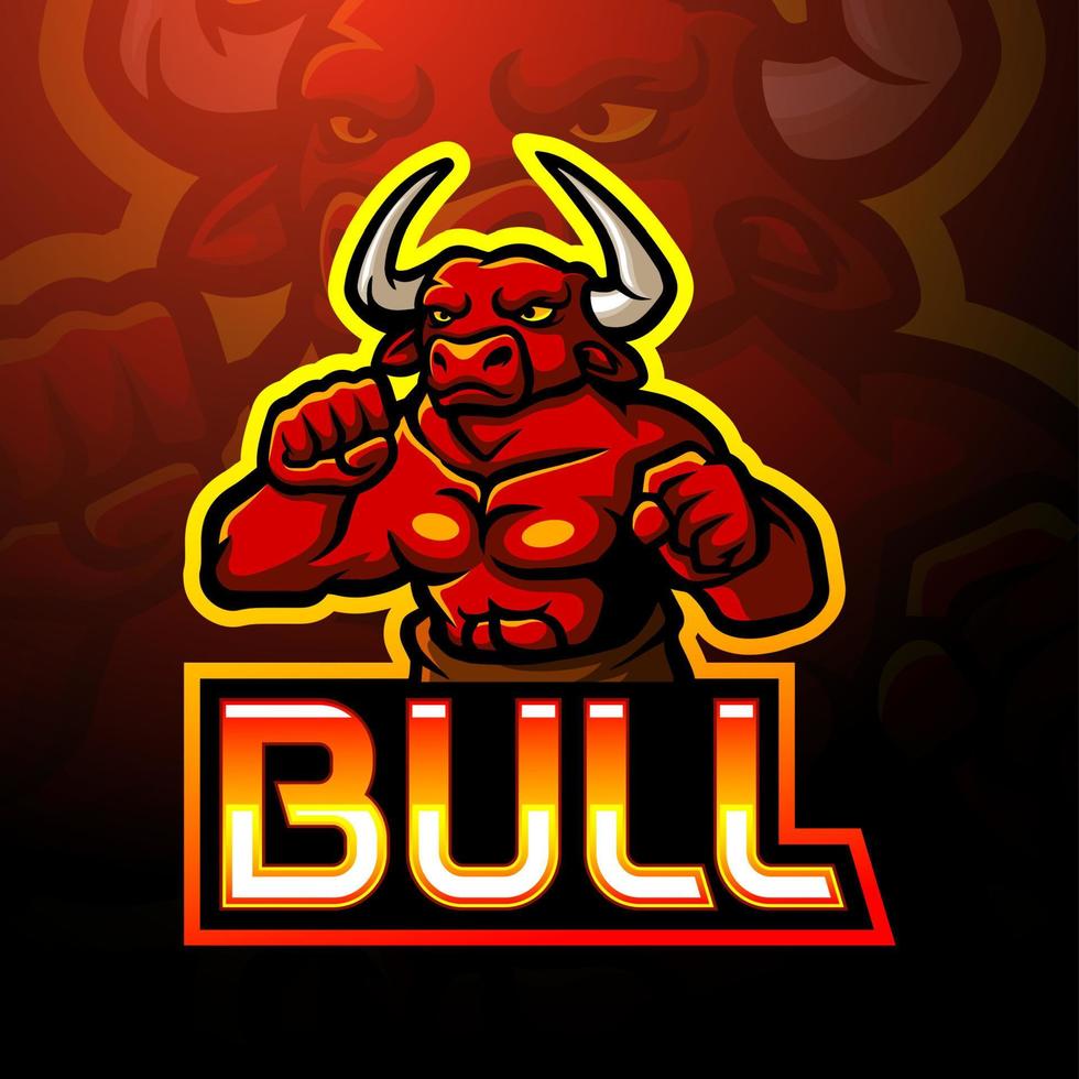 design de mascote do logotipo do bulls esport vetor