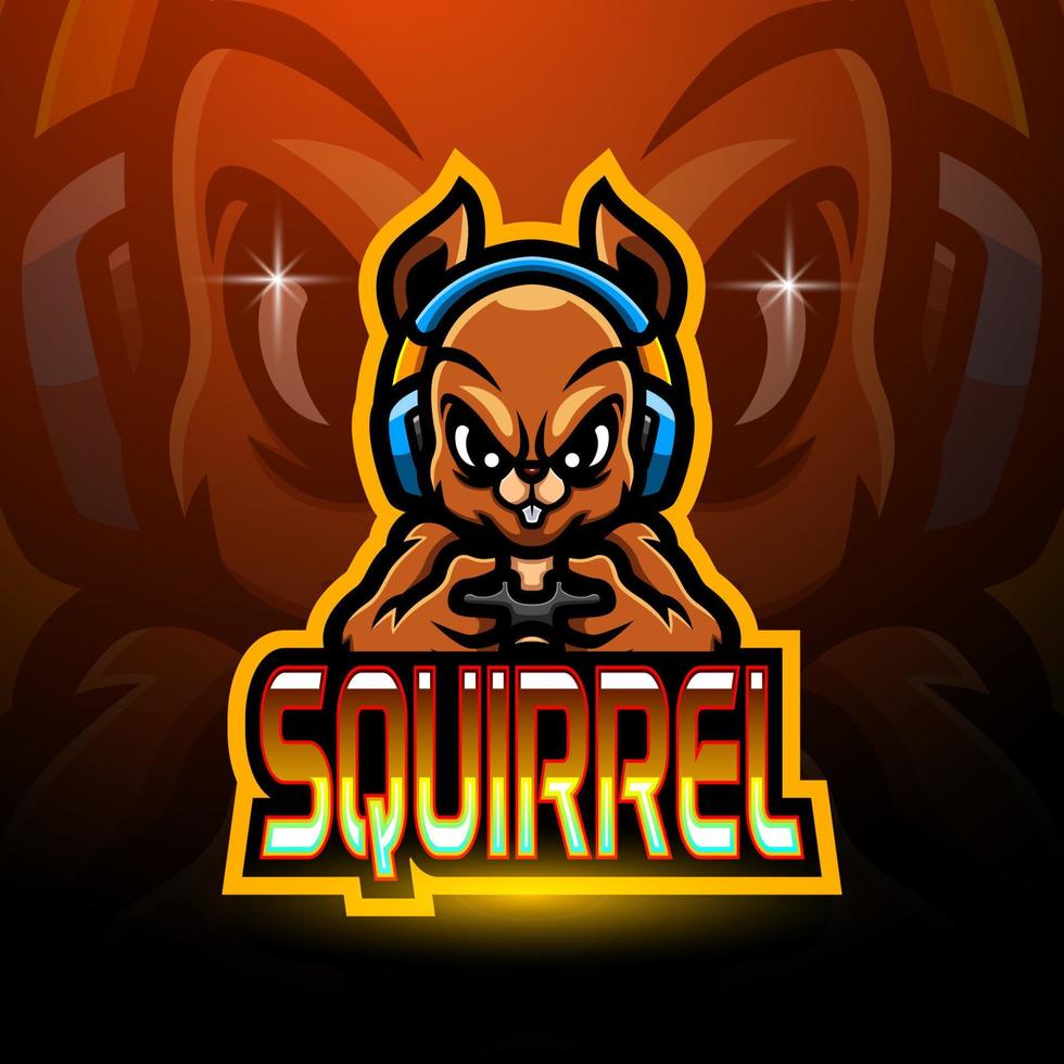 design de mascote de logotipo esport esquilo vetor