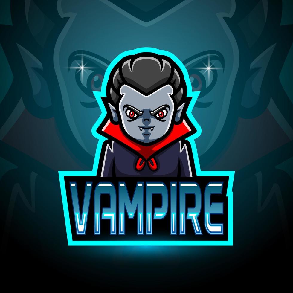 design de mascote de logotipo de esporte de vampiro vetor