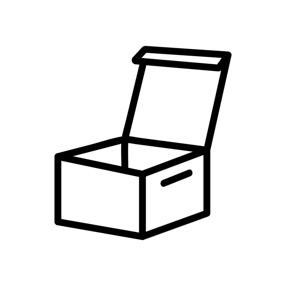 ilustração de contorno de vetor de ícone de caixa de papel aberta