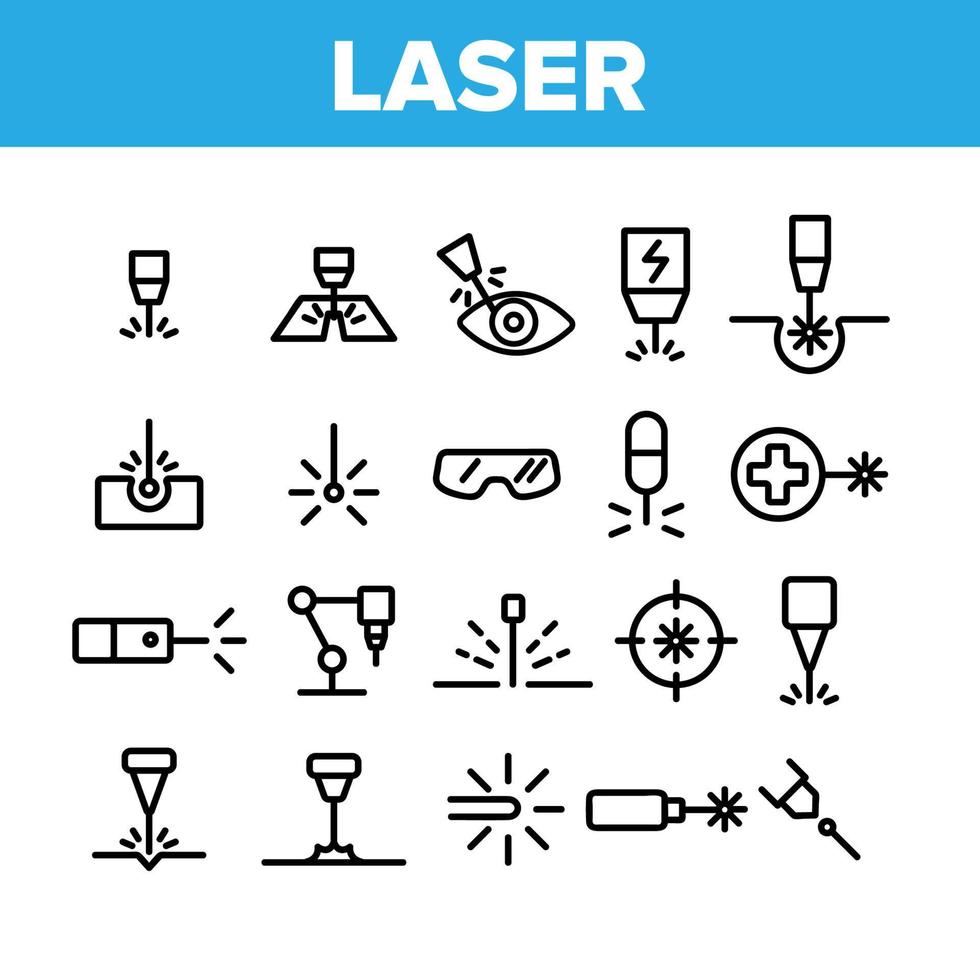 vetor de conjunto de ícones de elementos de coleção de feixe de laser