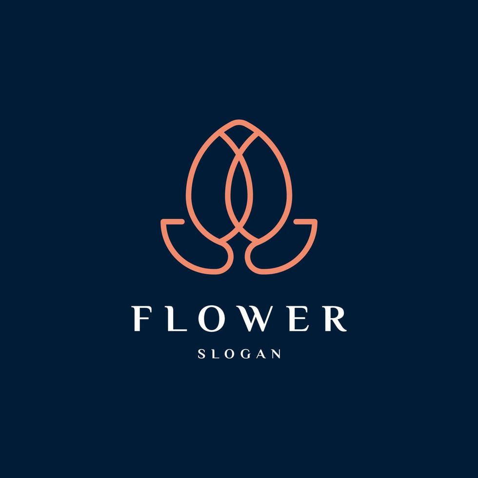 luxo elegante peônia ou flor de tulipa logotipo linear linha arte monograma estilo. símbolo da flor. beleza, spa, salão de beleza, cosméticos ou logotipo boutique e mais negócios. vetor