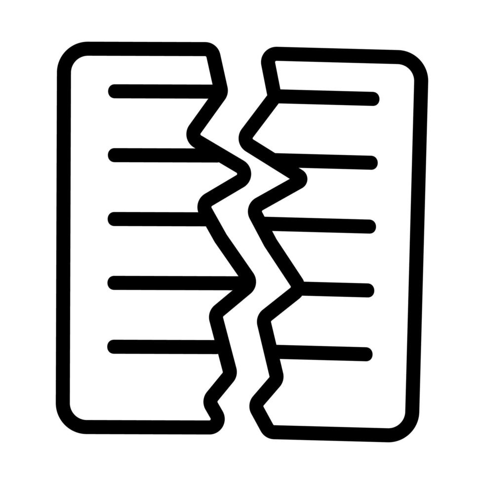 vetor de ícone de documento rasgado. ilustração de símbolo de contorno isolado