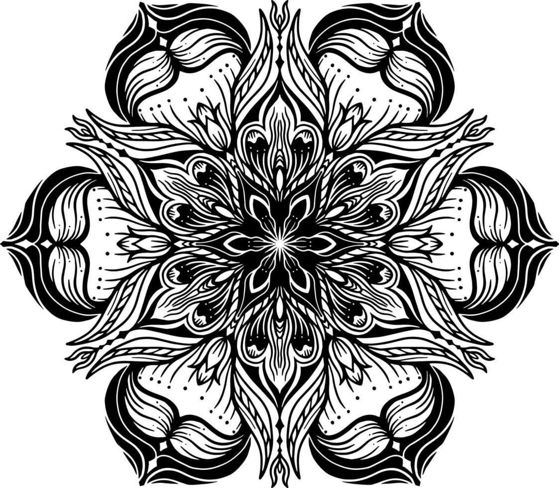 padrão de flores em estilo mandala vintage para tatuagens, tecidos ou decorações e muito mais. ilustração vetorial. vetor