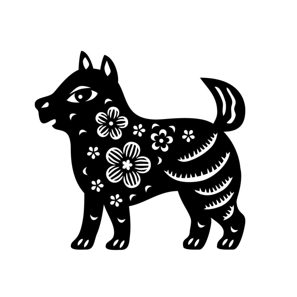 cão de signo de ano novo do zodíaco chinês. animal do horóscopo tradicional da China. vetor