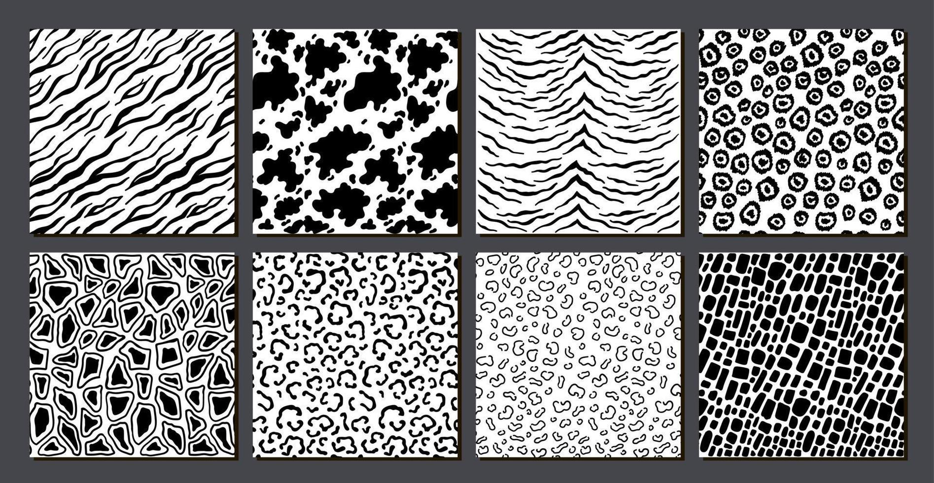 conjunto de padrão sem emenda de pele de animais de safári. peles de mamíferos. vetor
