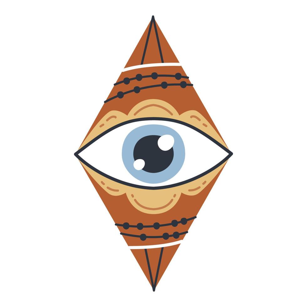 olho doodle mal. talismã de olho de bruxaria desenhado à mão, símbolo sagrado mágico vetor