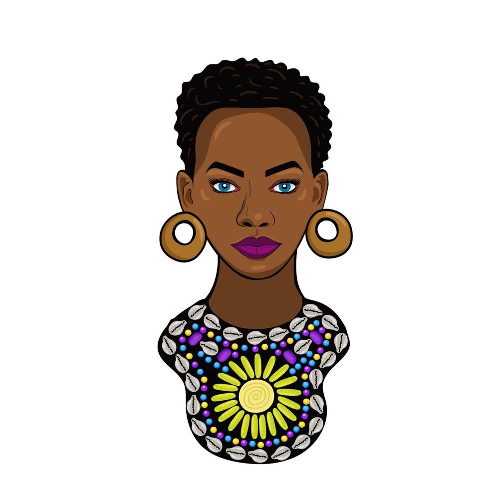 retrato de uma princesa africana. vetor