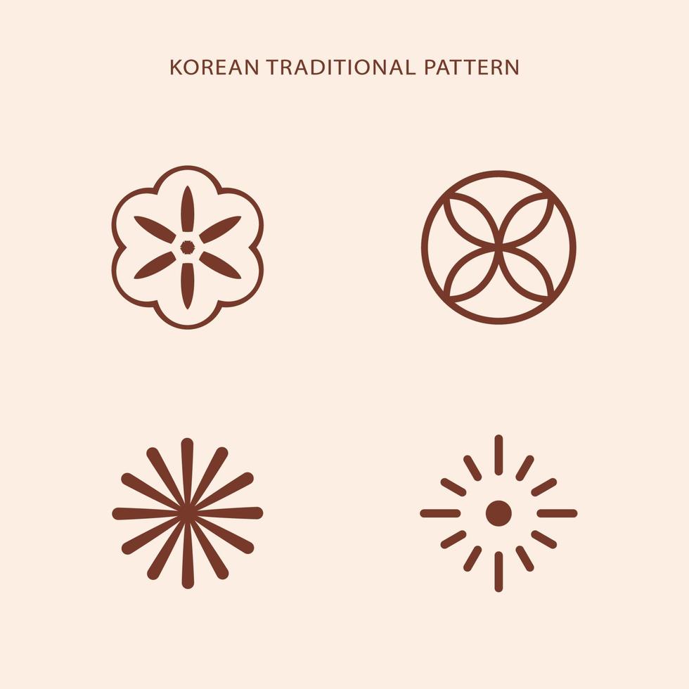 padrão de linha tradicional coreana. estilo asiático. Coreia, símbolo da China vetor