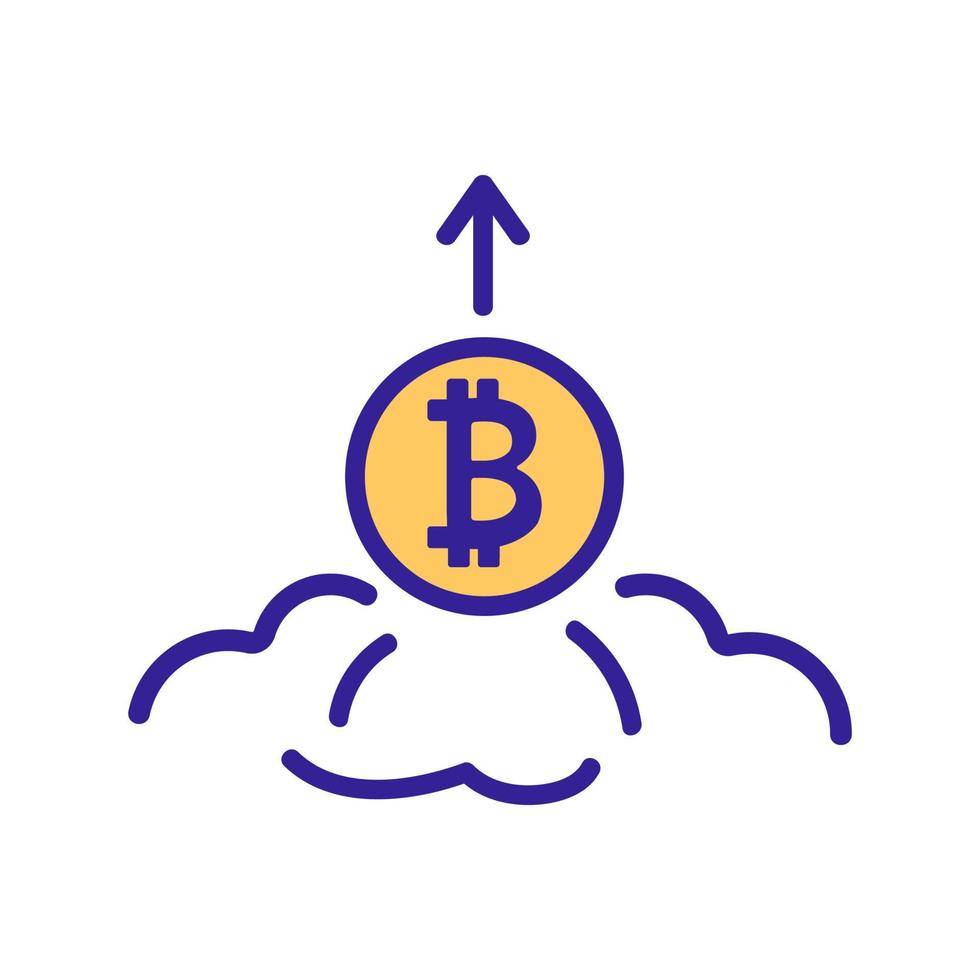 a ascensão do vetor de ícone de bitcoin. ilustração de símbolo de contorno isolado