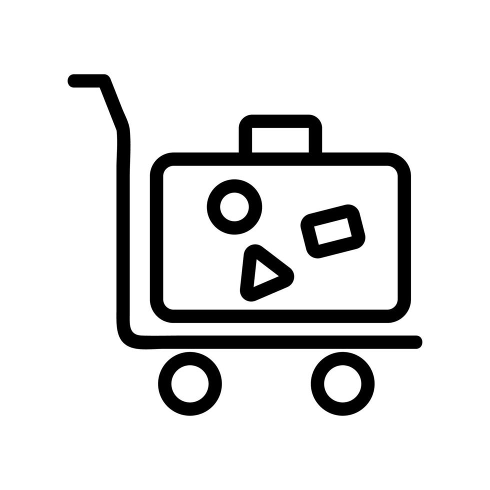 vetor de ícone de carrinho de bagagem. ilustração de símbolo de contorno isolado