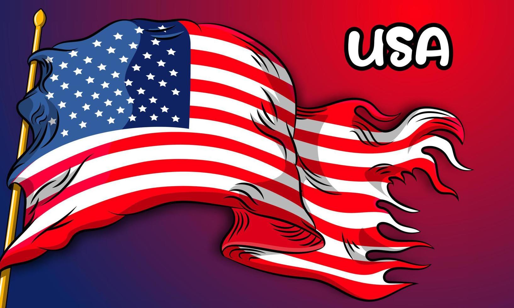 EUA Estados Unidos da América bandeira vetorial com mão desenhada vetor