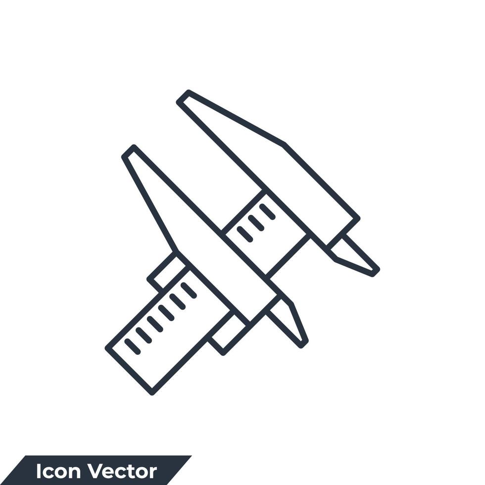 ilustração em vetor metrologia ícone logotipo. modelo de símbolo de pinça para coleção de design gráfico e web
