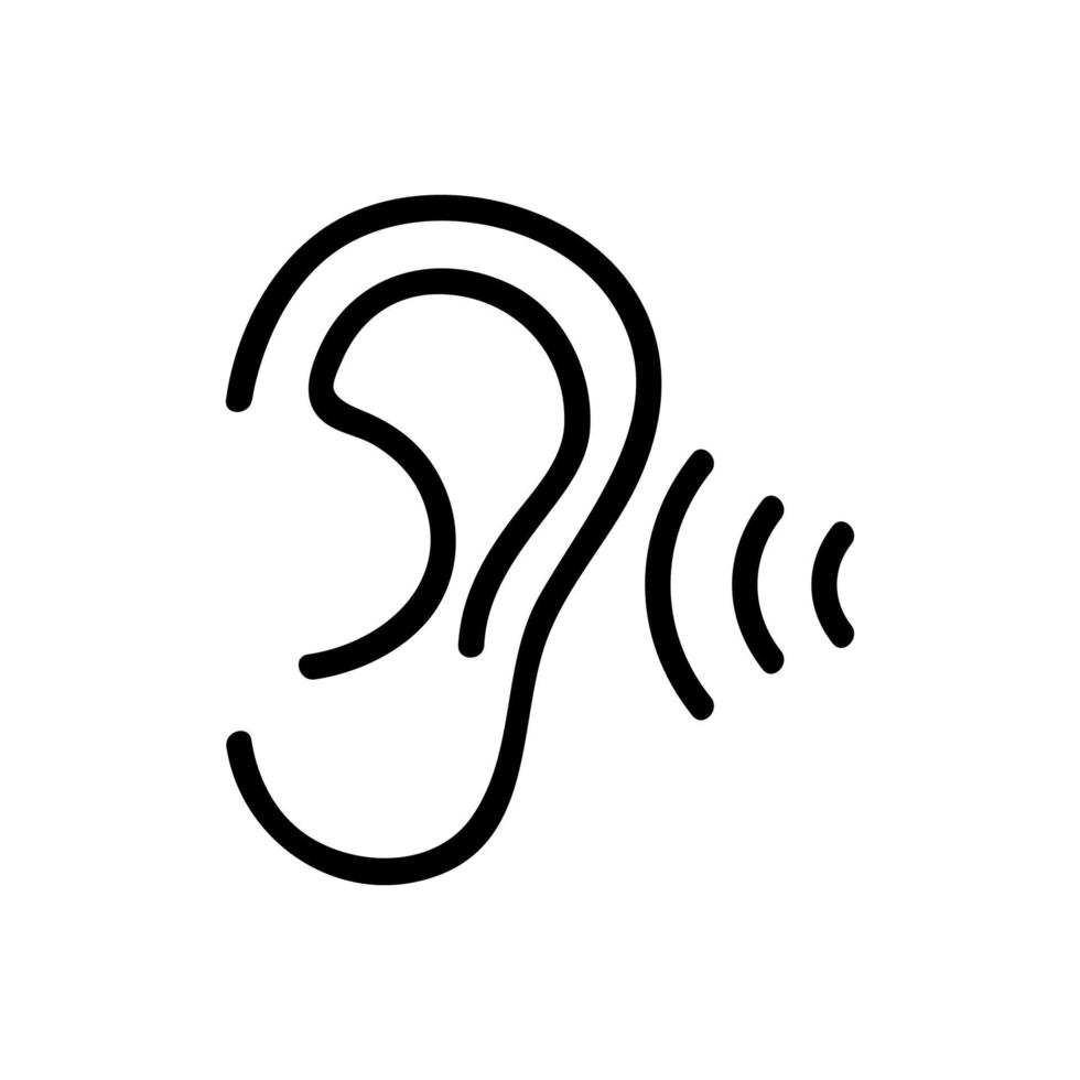 o ouvido ouve a ilustração de contorno de vetor de ícone de som