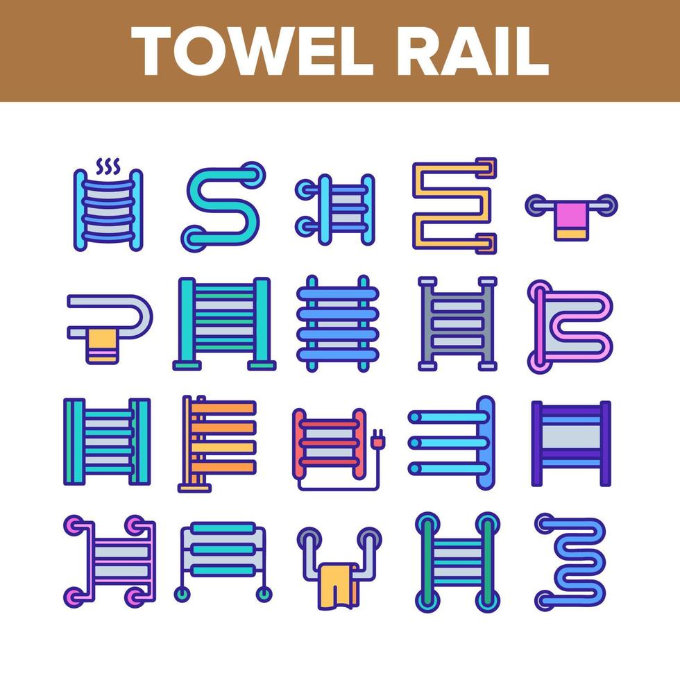 conjunto de ícones de coleção de toalheiro aquecido vetor