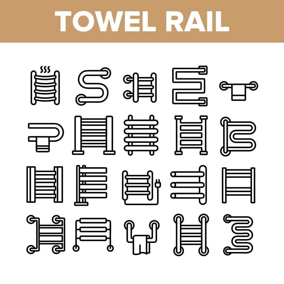 conjunto de ícones de coleção de toalheiro aquecido vetor