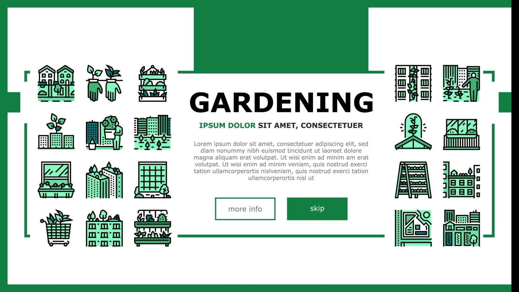 vetor de cabeçalho de pouso ecológico de jardinagem urbana