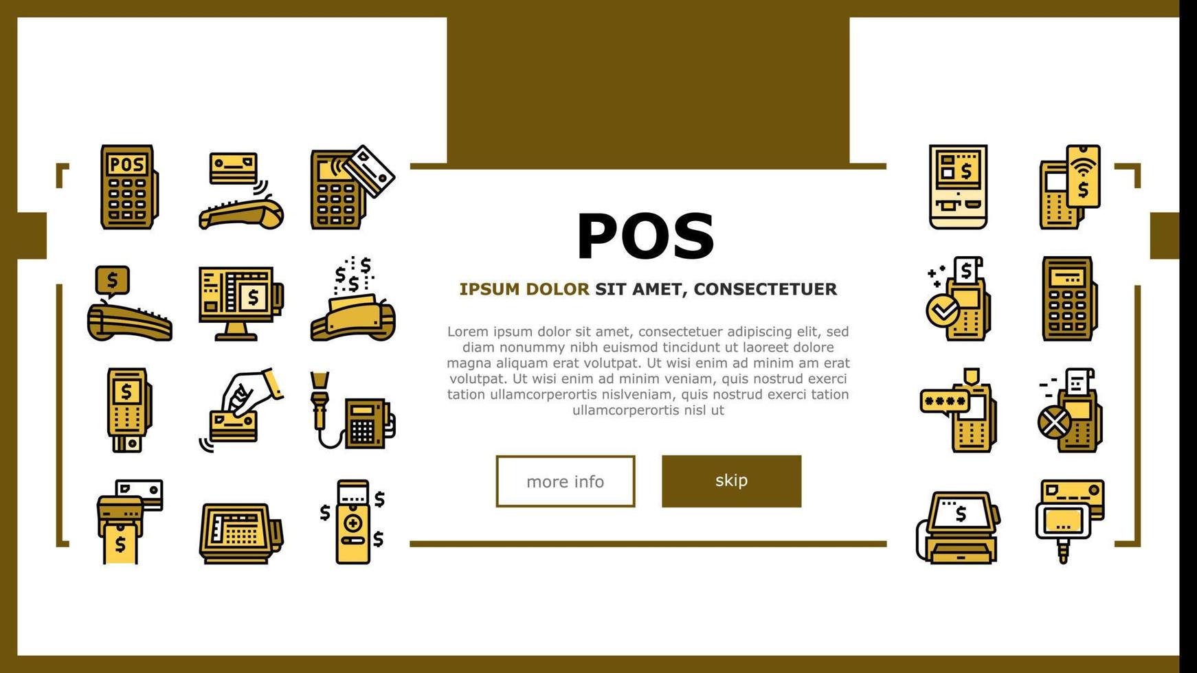 vetor de cabeçalho de aterrissagem do dispositivo terminal pos