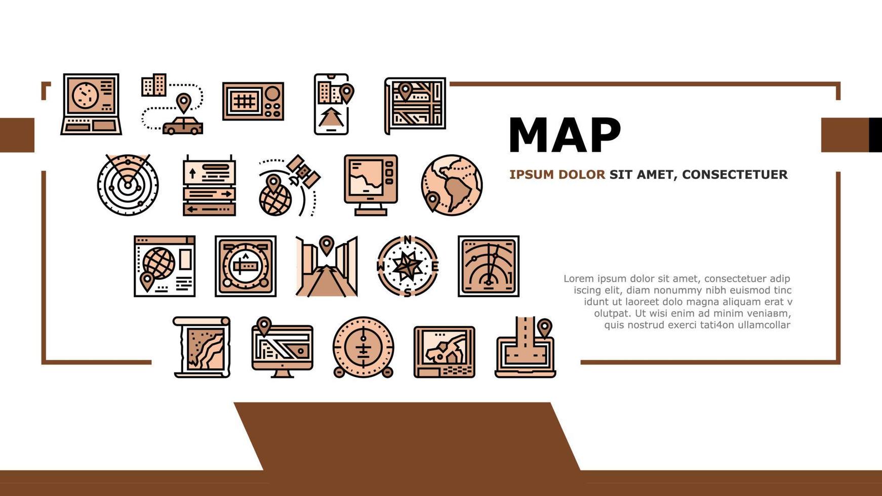 vetor de cabeçalho de pouso do sistema de localização do mapa