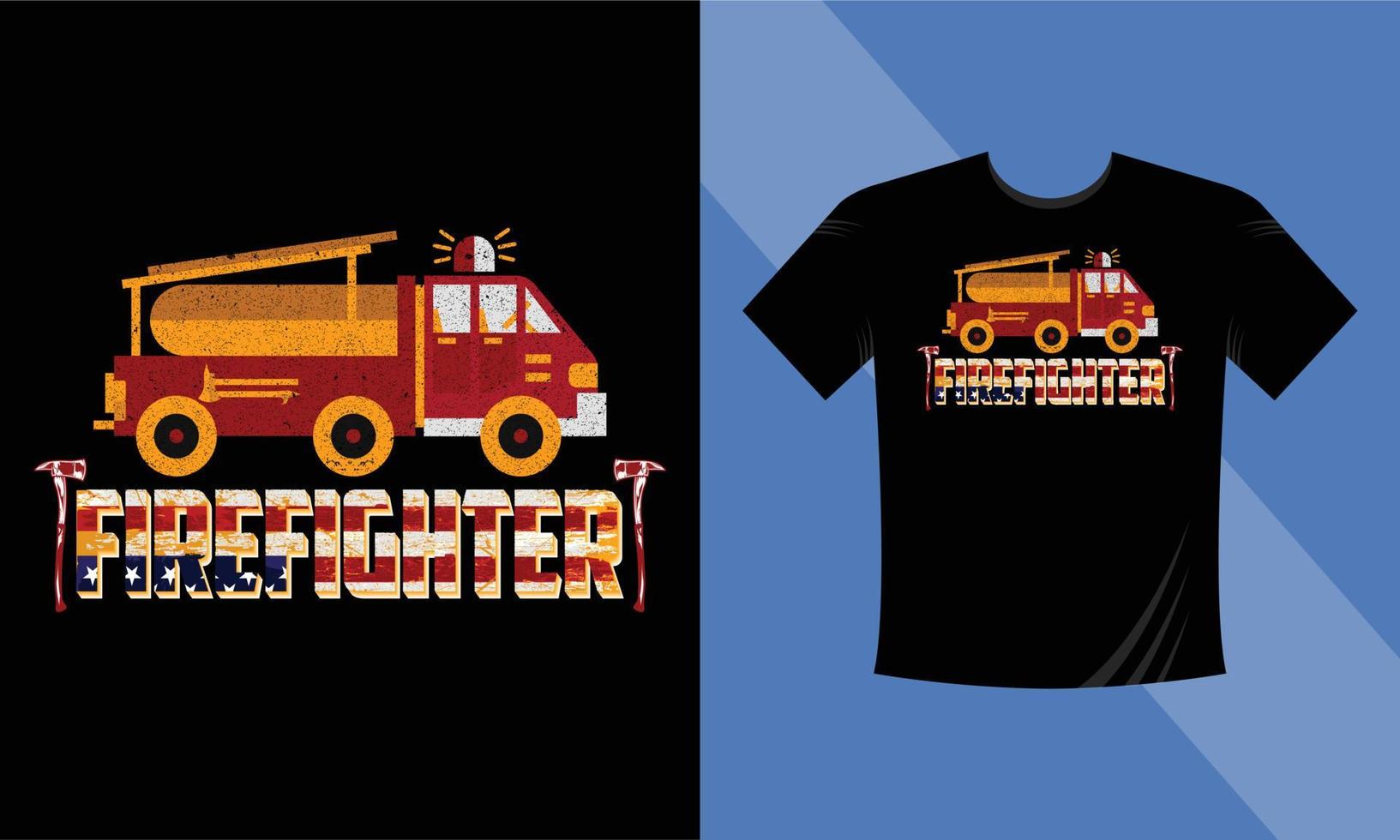 melhor modelo de vetor de design de camiseta de bombeiro - design de camiseta de vetor de bombeiro com a bandeira americana