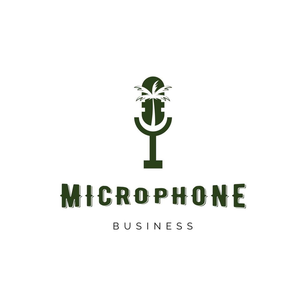 inspiração de design de logotipo de ícone de microfone de coqueiro vetor