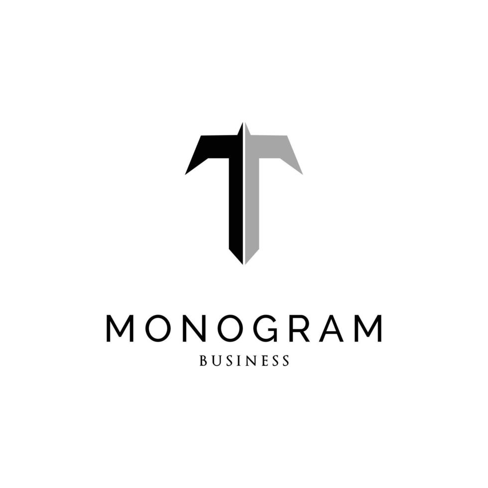 inspiração de design de logotipo de monograma letra inicial t vetor