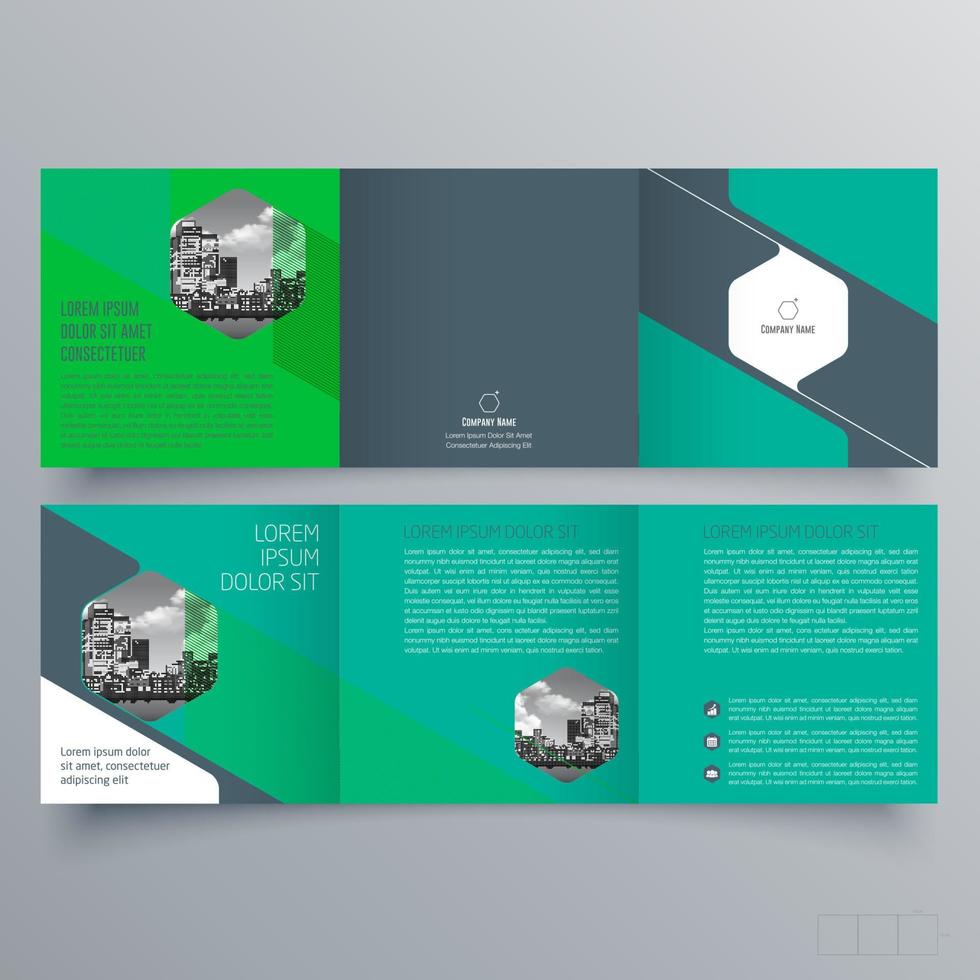 modelo de folheto com três dobras design geométrico minimalista para empresas e negócios. modelo de vetor de folheto de conceito criativo.