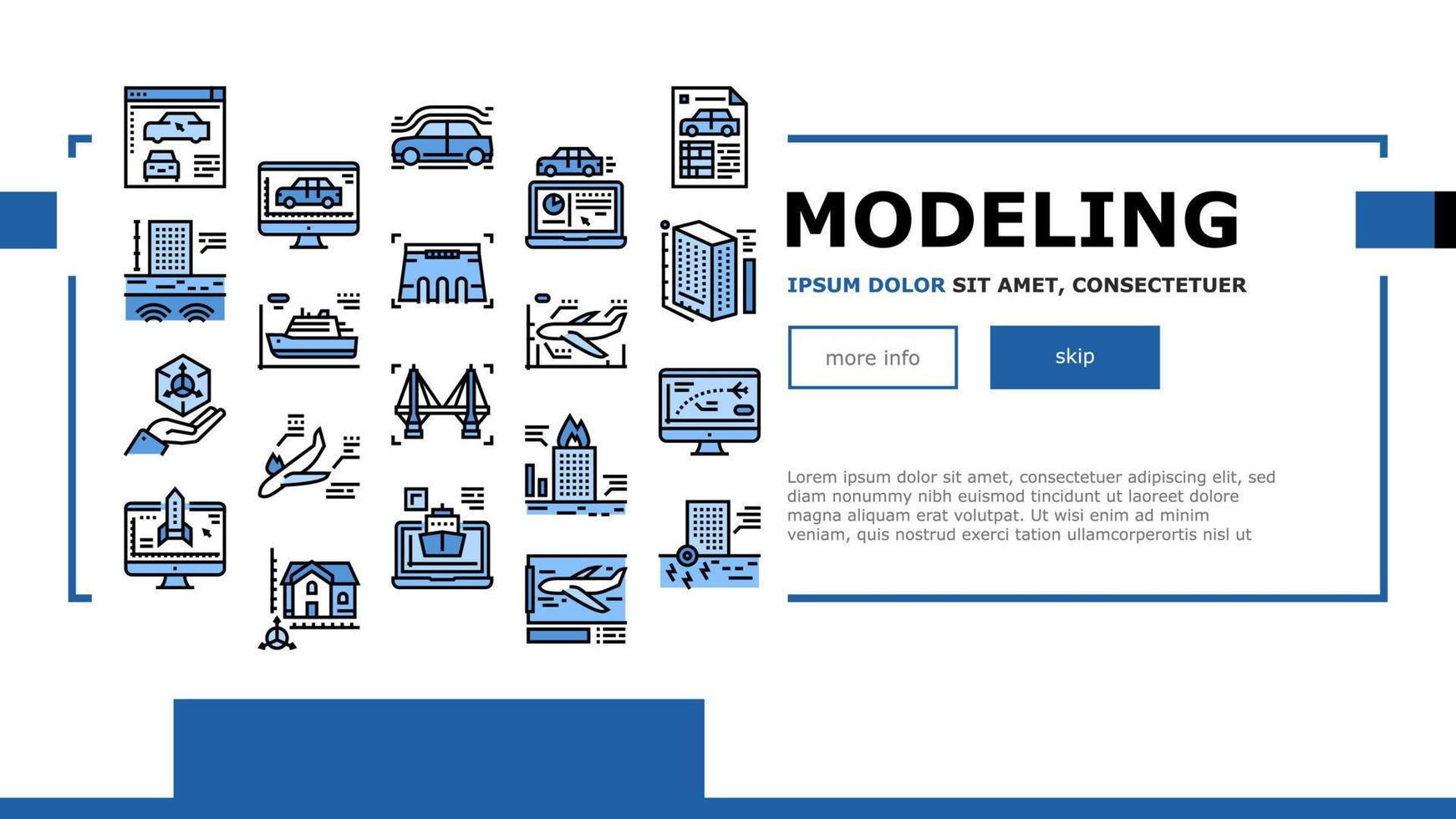 vetor de cabeçalho de pouso de engenharia de modelagem