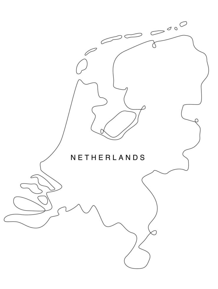 mapa da Holanda de arte de linha. mapa da europa de linha contínua. ilustração vetorial. contorno único. vetor