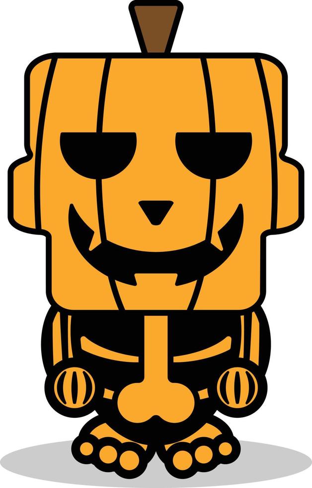 vetor de desenho animado de personagem de mascote de abóbora de caveira de halloween fofo
