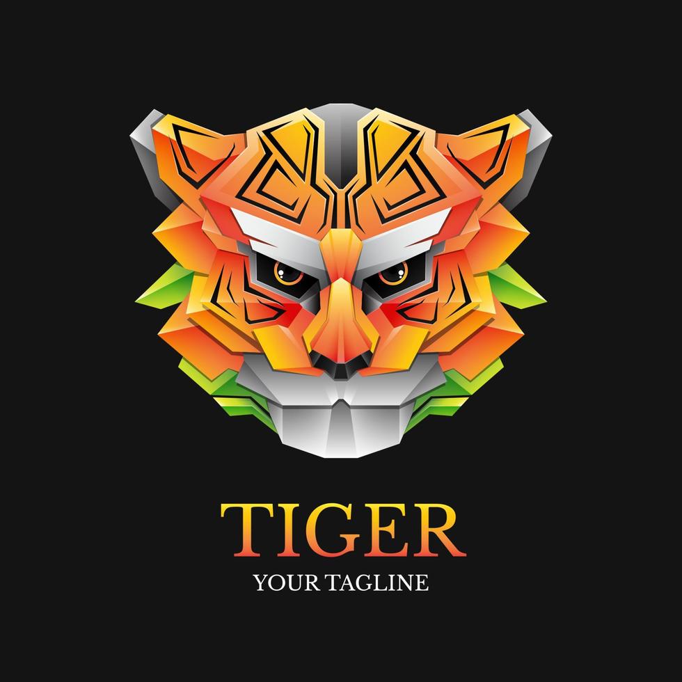ilustração de cabeça de tigre colorido bonito vetor
