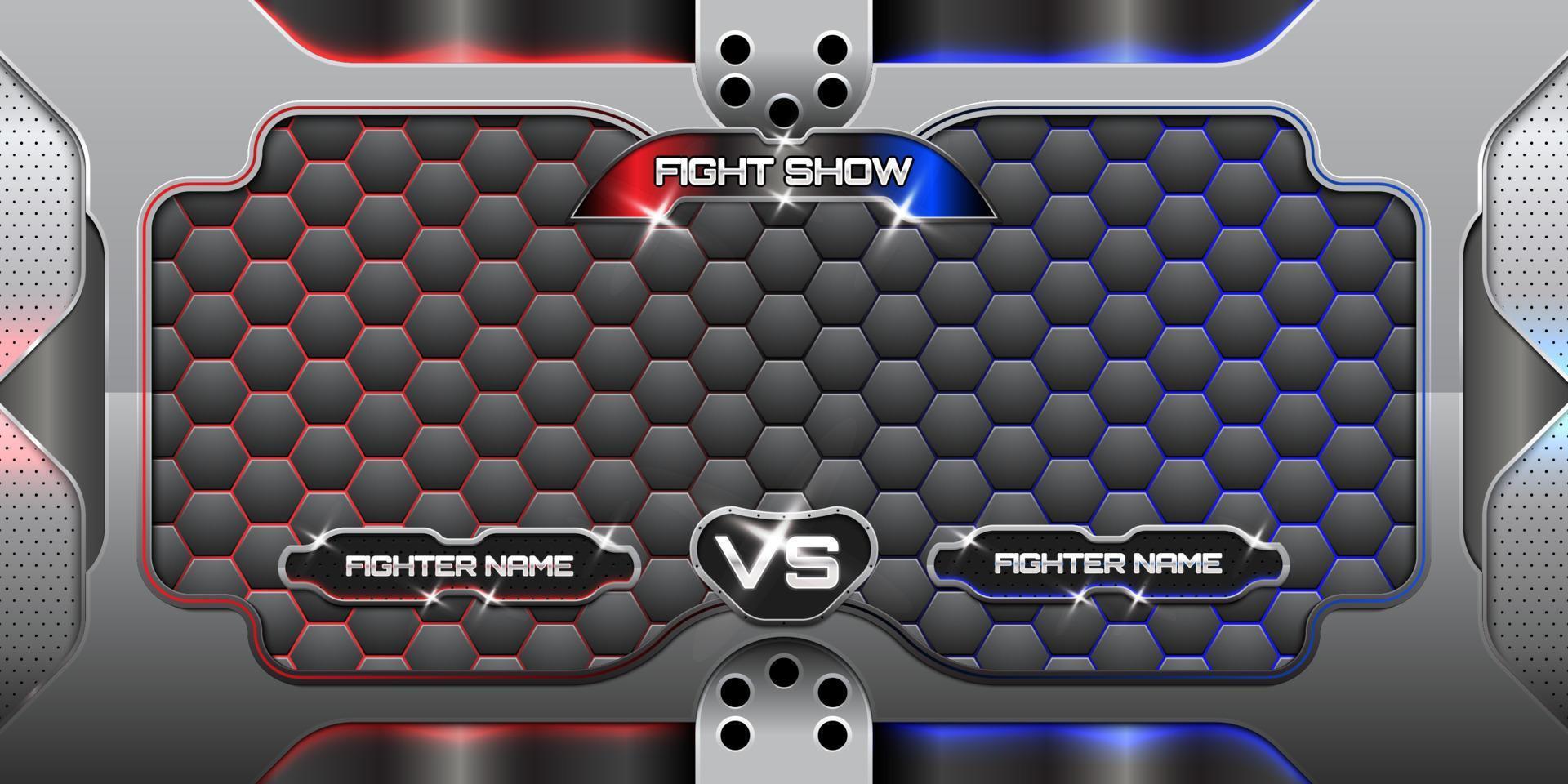 cartaz horizontal de esporte de luta com fundo metálico e brilhante 3d realista vetor