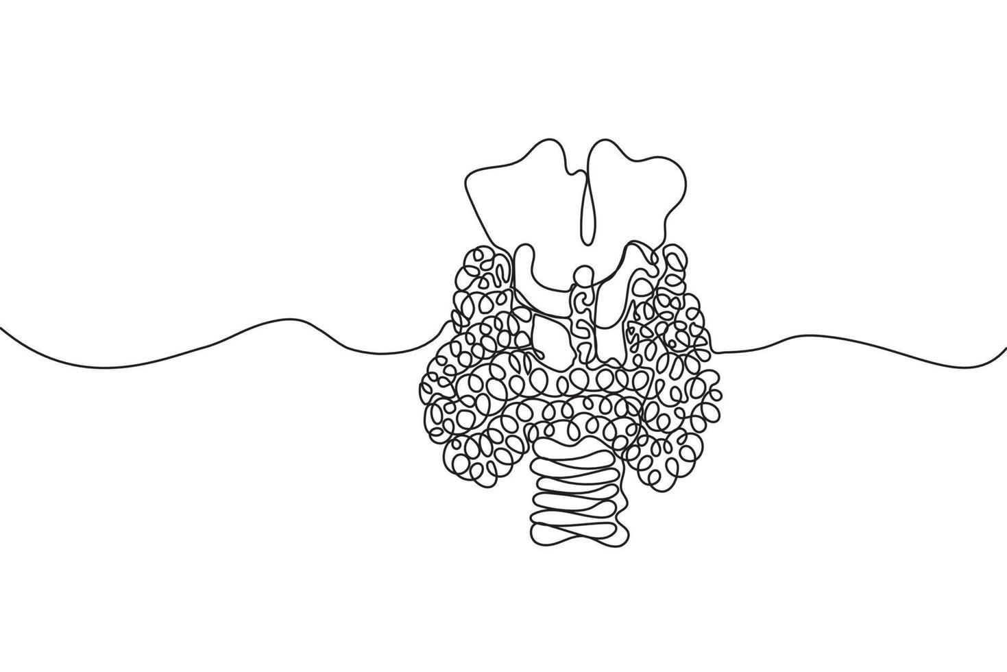 tireóide mão desenhada ícone desenho de linha contínua. órgãos humanos criativo abstrato arte fundo conceito moderno um design de linha única. contorno vetor de cor preto e branco de imagem simples