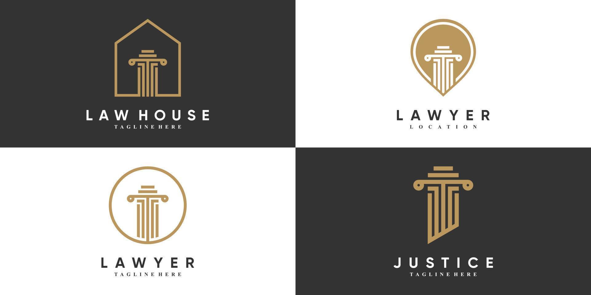 conjunto de design de logotipo de advogado ou justiça com vetor premium de conceito criativo