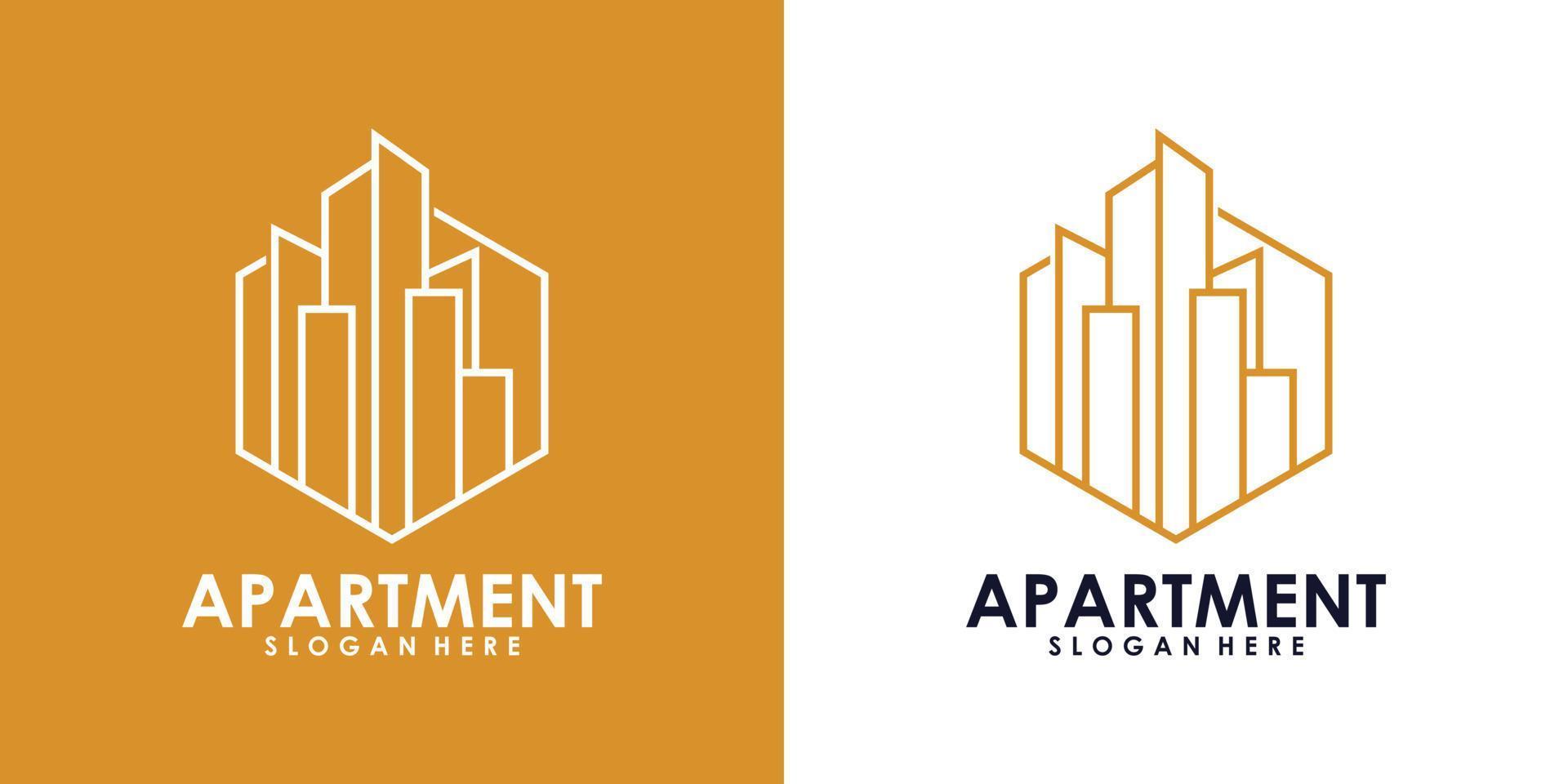 logotipo de prédio de apartamentos design moderno vetor premium