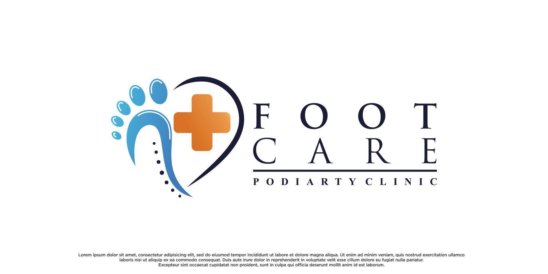 design de logotipo de cuidados com os pés com vetor premium de conceito de elemento criativo