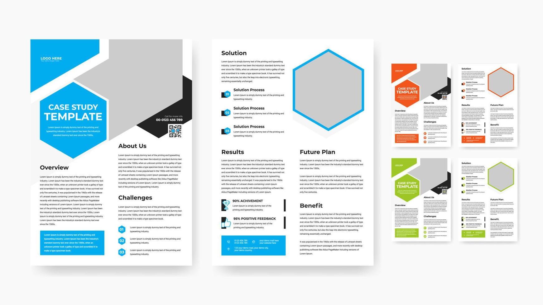 design de modelo de folheto de estudo de caso de negócios profissional vetor