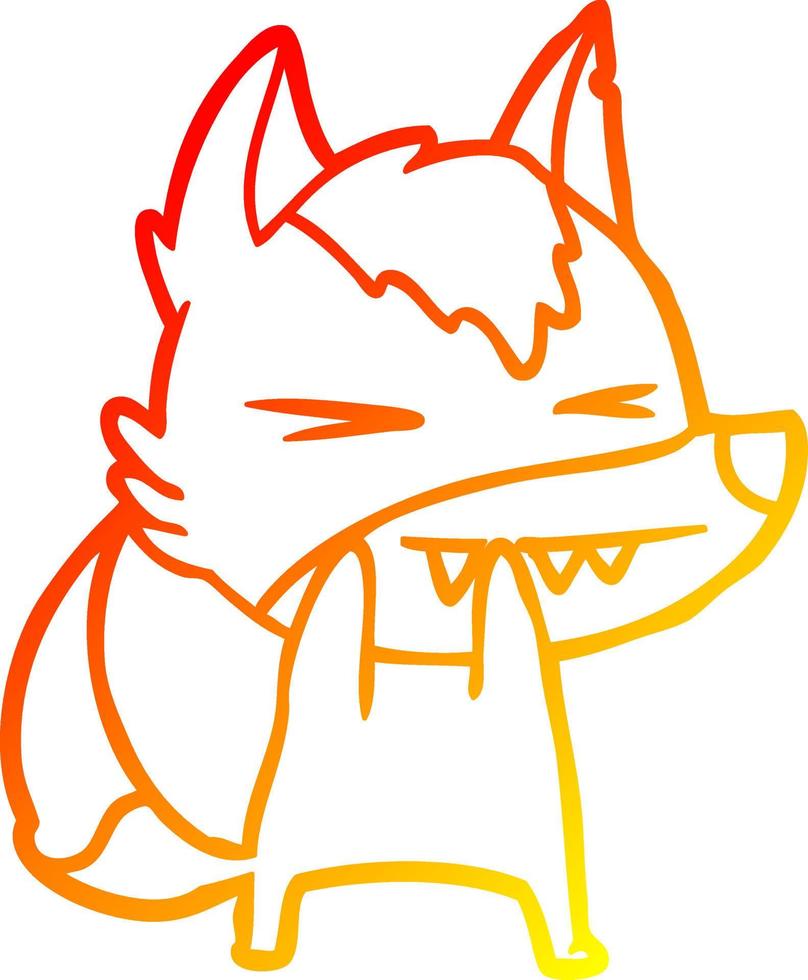 desenho de linha de gradiente quente desenho de lobo bravo vetor