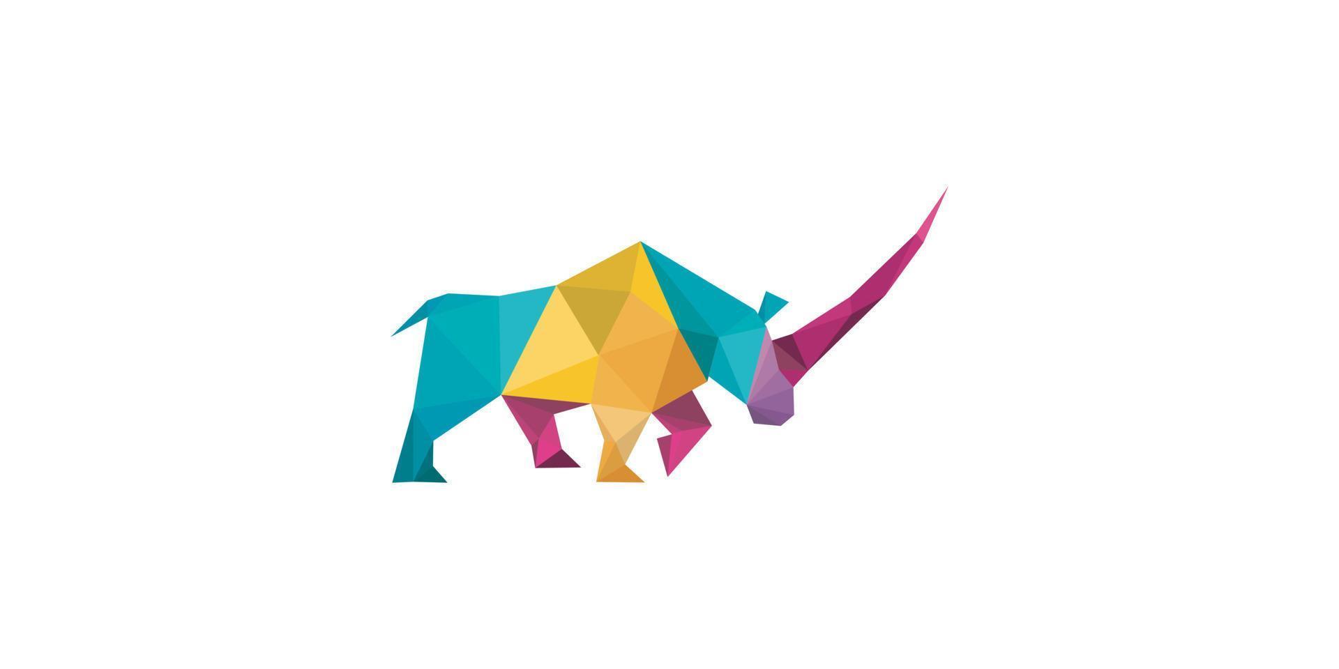 vetor de design de logotipo de rinoceronte poligonal