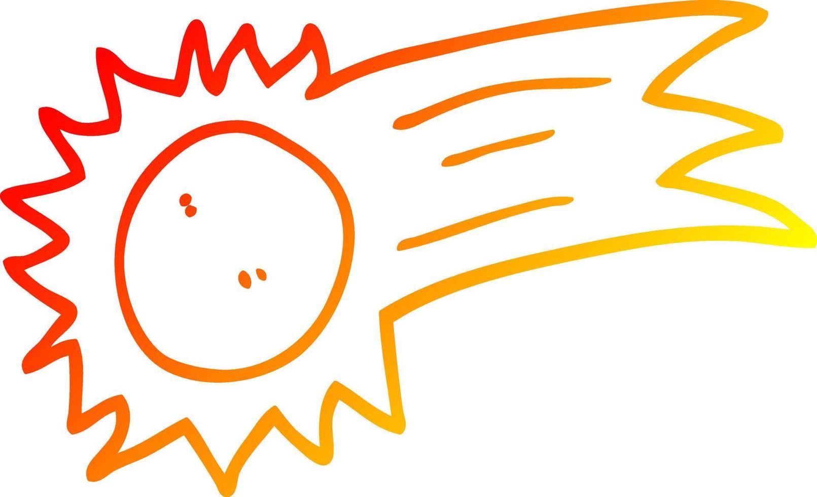 desenho de linha de gradiente quente desenho de desenho animado sol voador vetor