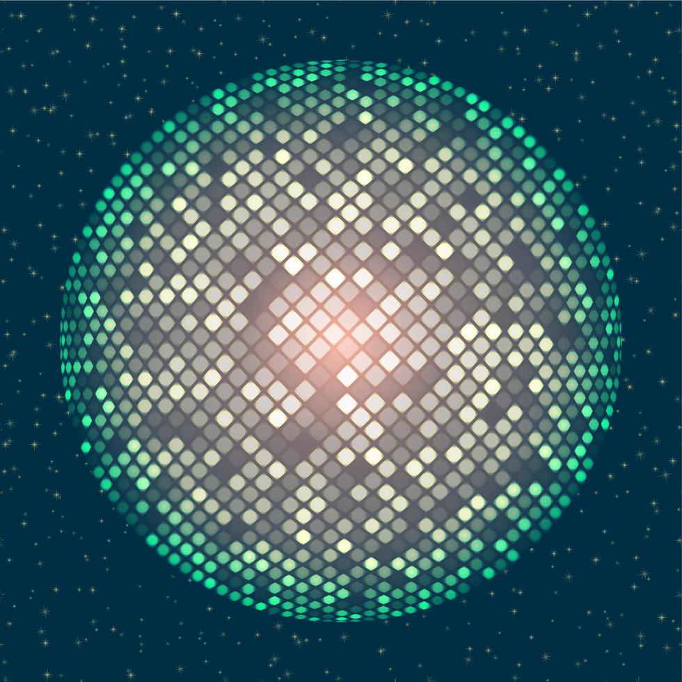 bola de esfera abstrata de festa discoteca em fundo sem costura estilo moderno brilho transparente efeito de luz neon ilustração vetorial vetor