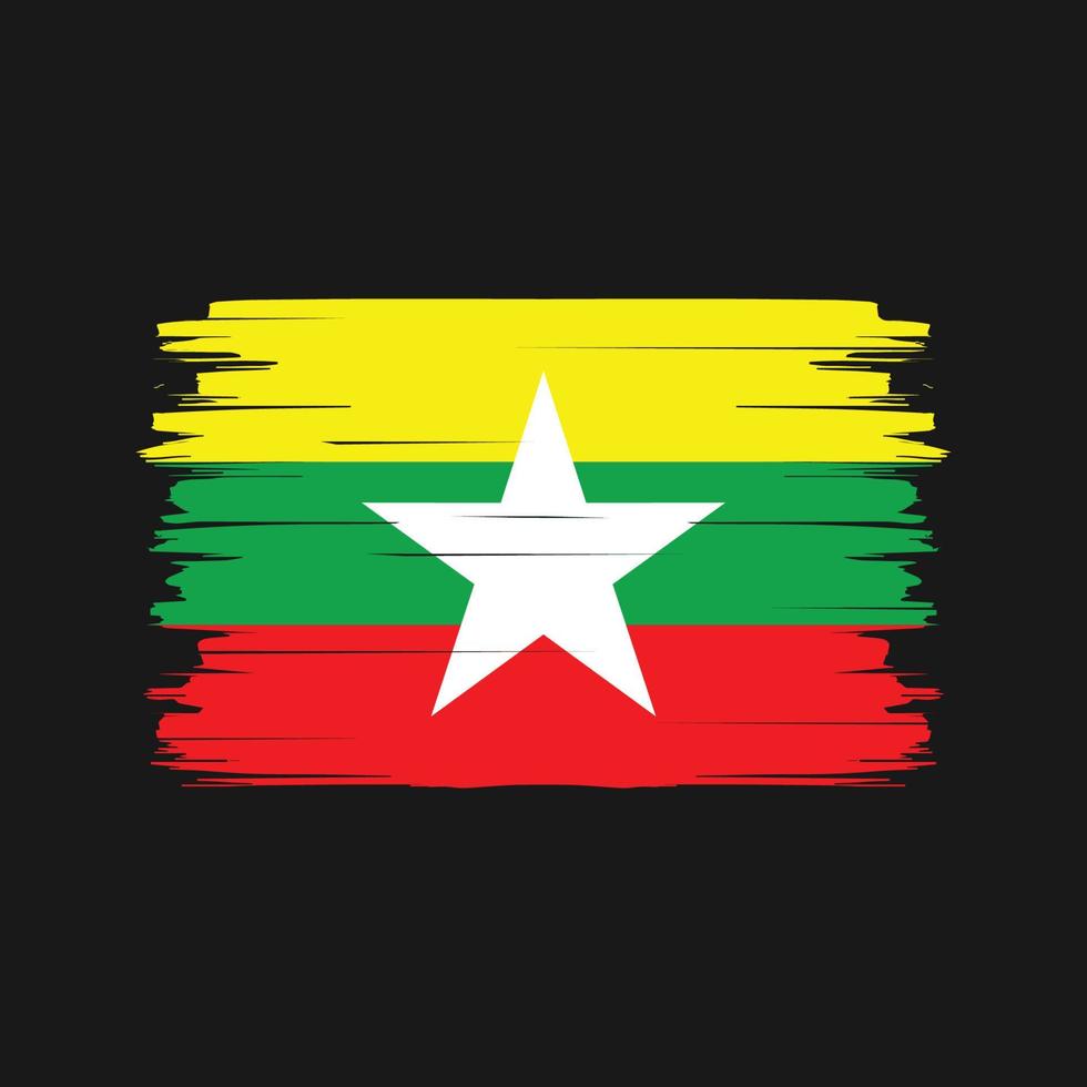 vetor de pincel de bandeira de mianmar. bandeira nacional