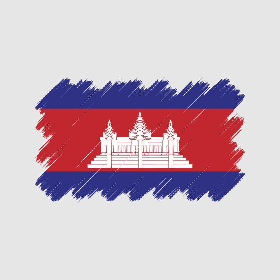 pinceladas de bandeira do camboja. bandeira nacional vetor