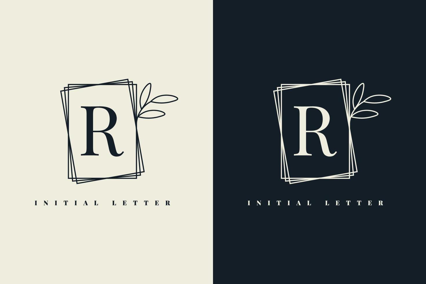 logotipo da letra r com design de moldura floral vetor