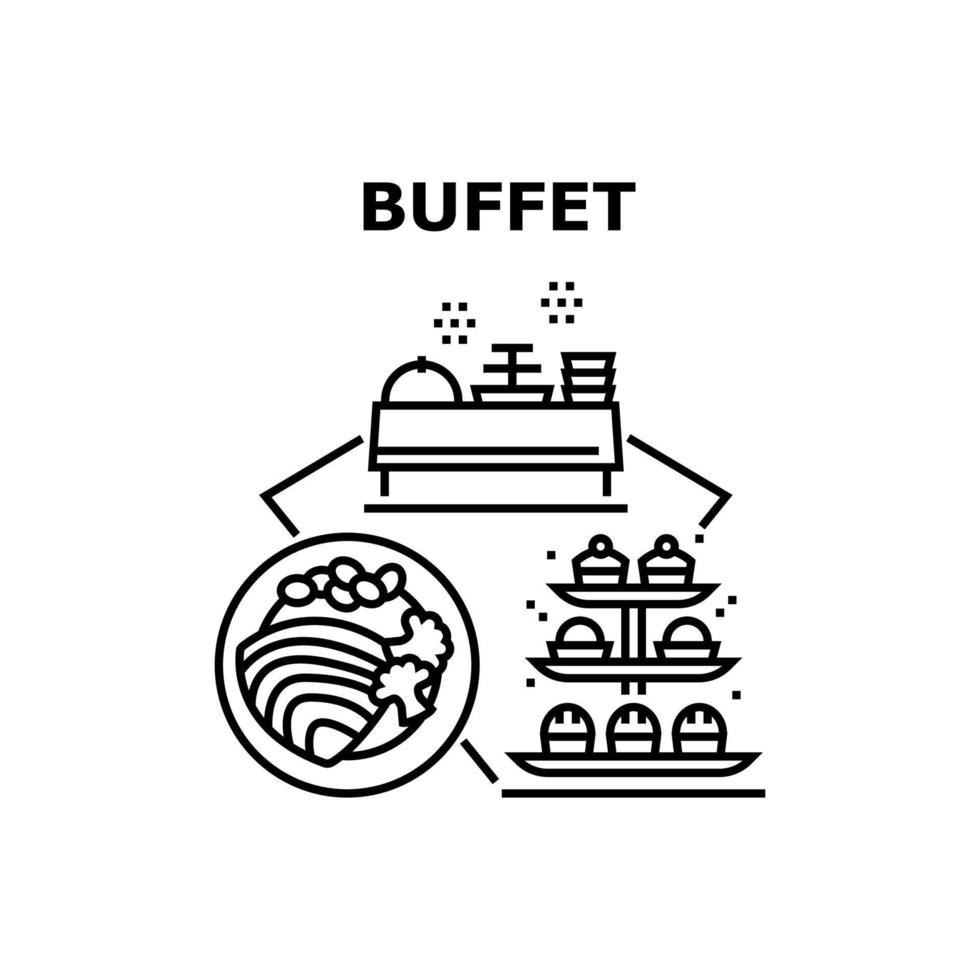 ilustração de conceito de vetor de comida de buffet preto
