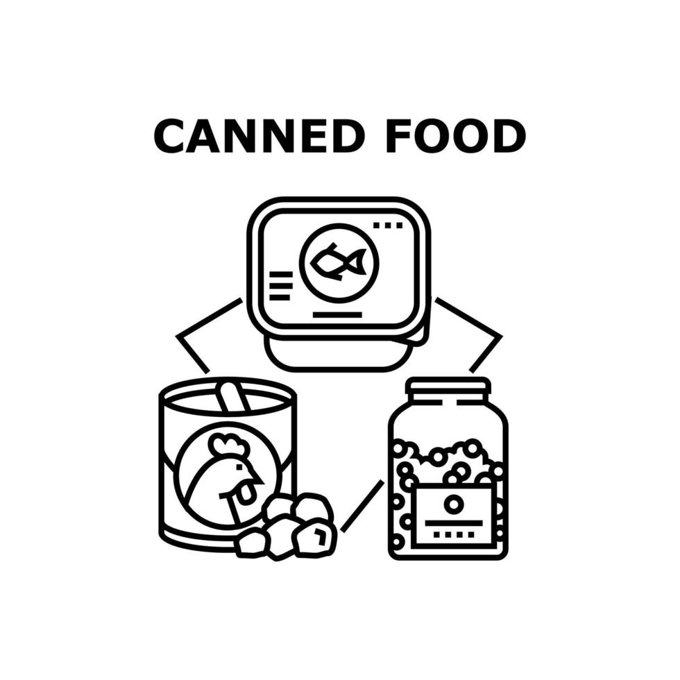 ilustração de conceito de vetor de comida enlatada preta