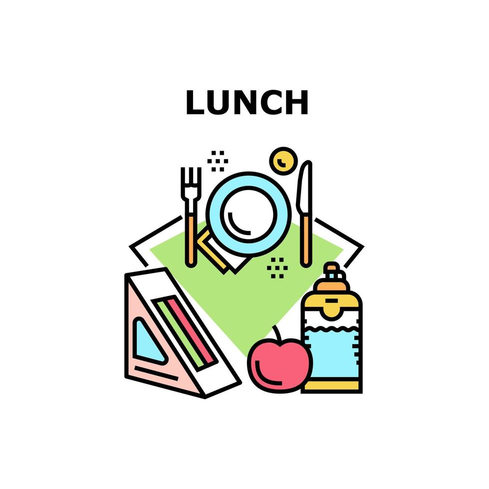 ilustração de cor de conceito de vetor de lanche de almoço