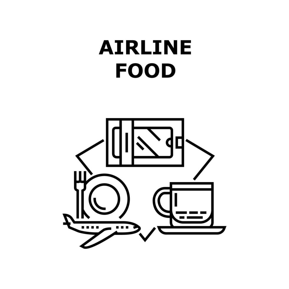 ilustração de conceito de vetor de comida de avião preto