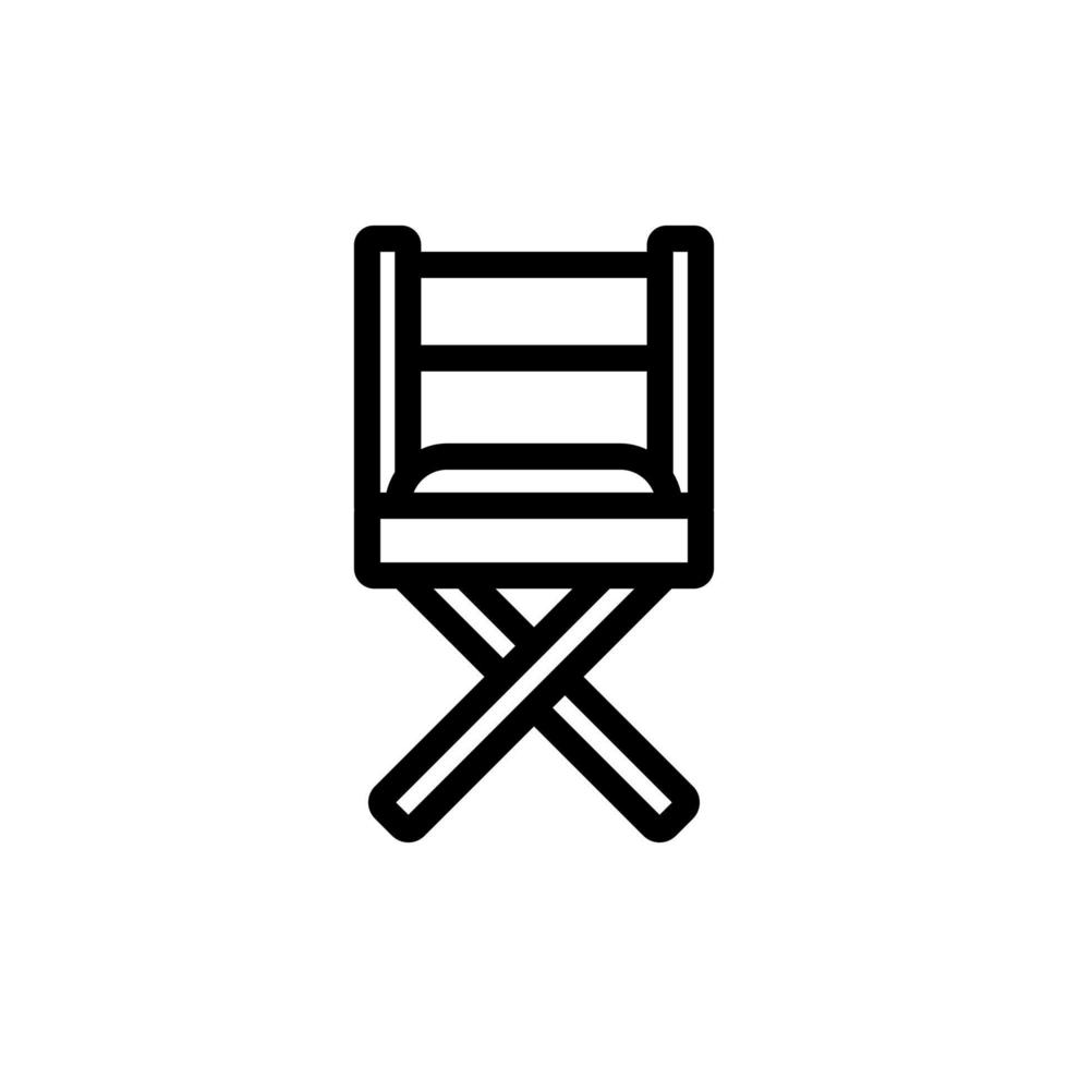 ilustração de contorno de vetor de ícone de vista frontal de cadeira dobrável de madeira